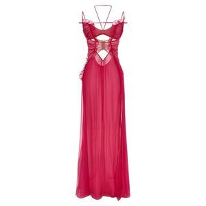 Nensi Dojaka Fuchsia Silk Long Women's Dress